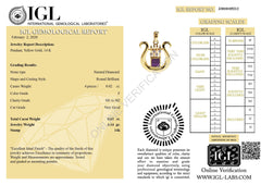 Jerusalem Nano Bible Torah 14K Gold & Diamonds Pendant - David's Harp Gift from Holy Land - The Peace Of God®