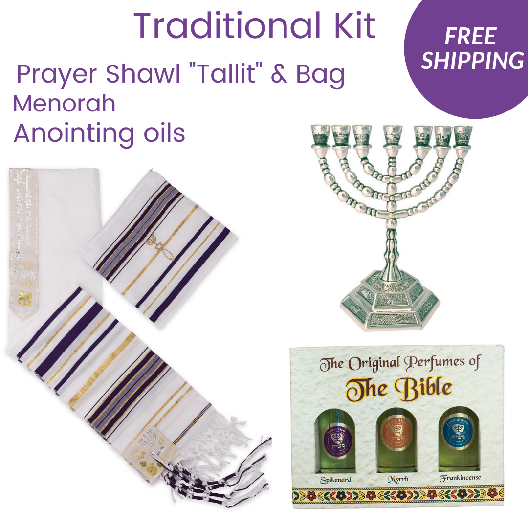 Israeli Traditional Set - Talits - Anointing Oil - Menorah . Free Shipping - The Peace Of God®