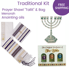Israeli Traditional Set - Talits - Anointing Oil - Menorah . Free Shipping - The Peace Of God®