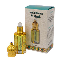Frankincense & Myrrh Aromatic Prayer Anointing Oil Bible from Holy Land Roll-on Applicator Octagonal Glass crystal bottle / Ein Gedi - The Peace Of God®
