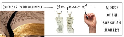 Quotes from the Old Bible displayed alongside sacred jewelry representing the power of biblical words and spiritual connection