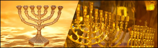 Ancient Temple Menorah symbol representing faith, light, and Jewish heritage from the times of the Holy Temple