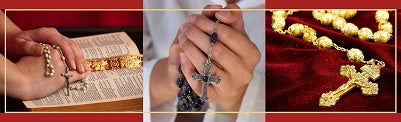 Rosary beads and sacred symbols representing prayer, devotion, and spiritual blessings in Christian faith