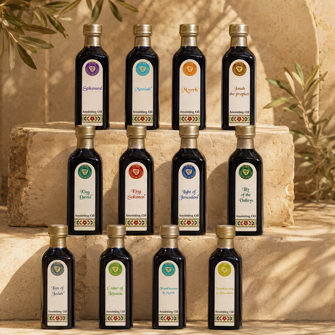 Anointing oils in warm rustic setting