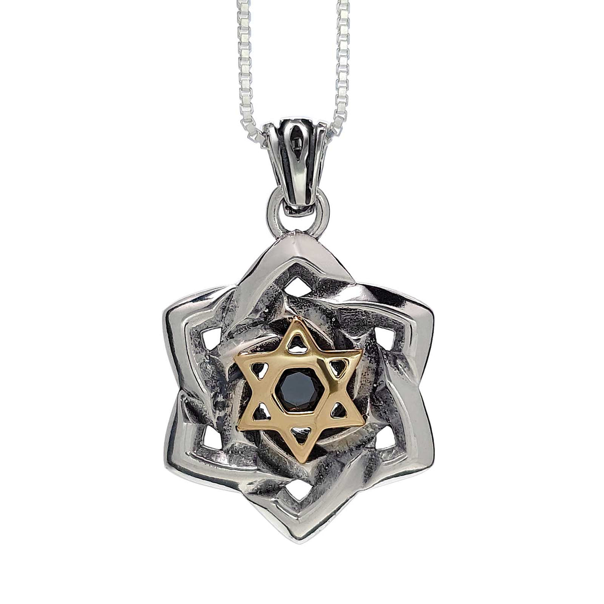 Star of David with Garnet stone Silver 925 Gold 9K - The Peace Of God®