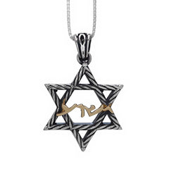 pendant Star of David with Yeshua , silver & 9k gold - The Peace Of God®