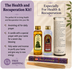 El Kit de Salud y Recuperación - Vela Personalizada, Aceite de Unción de Cedro del Líbano, Agua Bendita e Incienso de Lavanda ENVÍO GRATIS