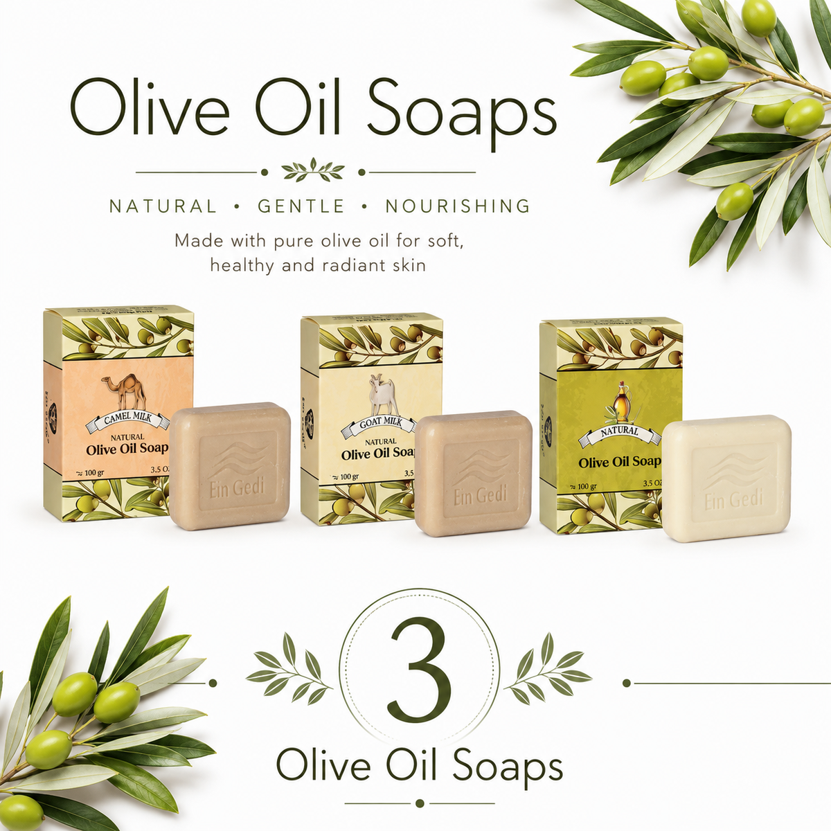 Special Deal Buy 3 at $35.90 , Olive oil soap Natural Goat Milk Camel Milk