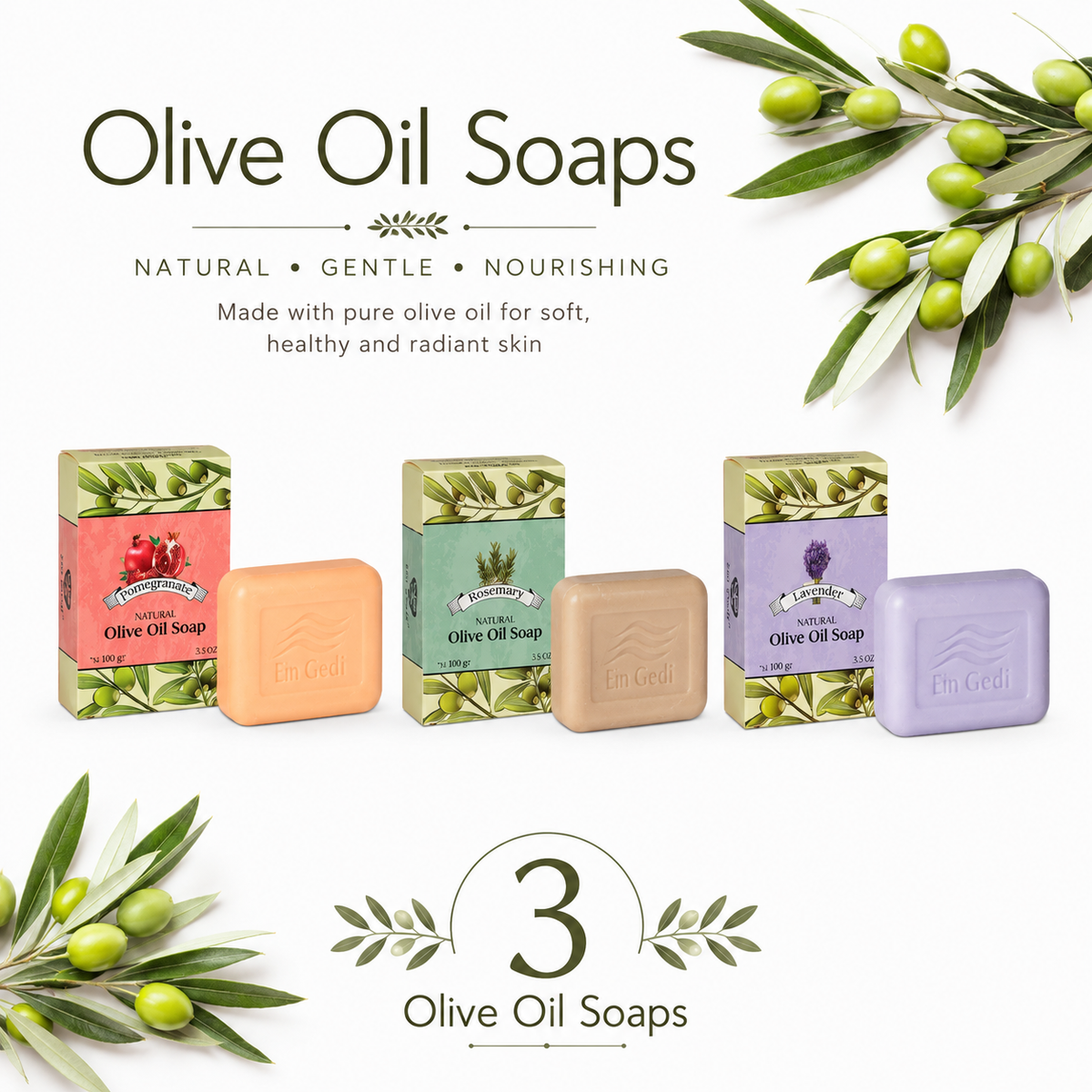 Oferta especial Compre 3 a $ 19.90 , Jabón de aceite de oliva Granada Romero Lavanda