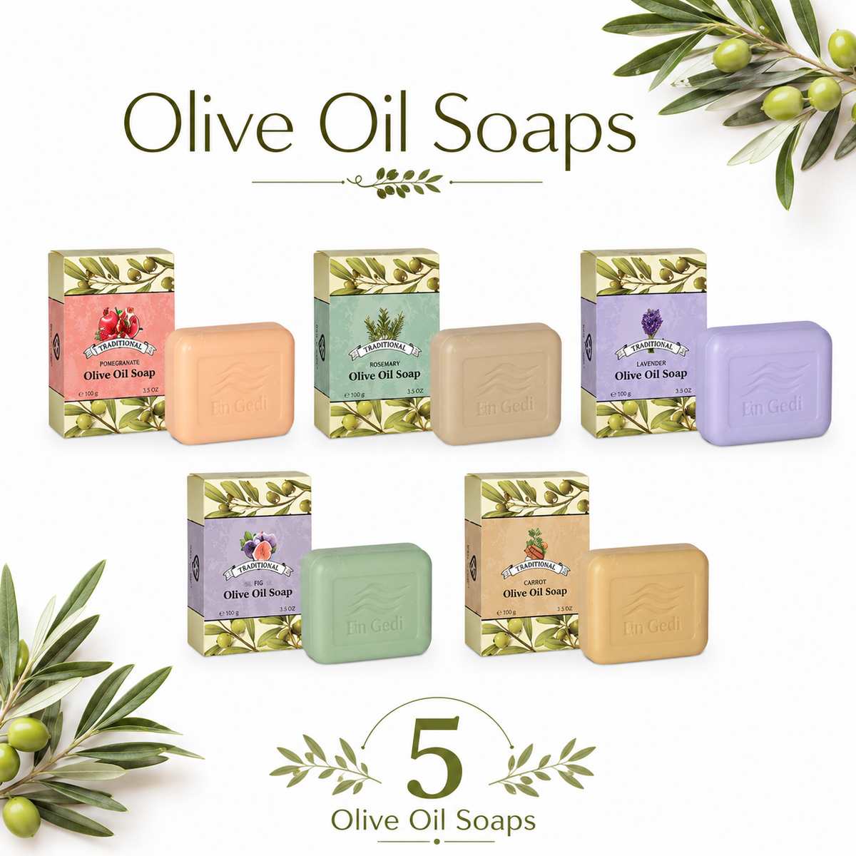 Special Deal Buy 5 at $59.9 , Olive Oil Soap Pomegranate Rosmary Lavander Fig Cinnamon