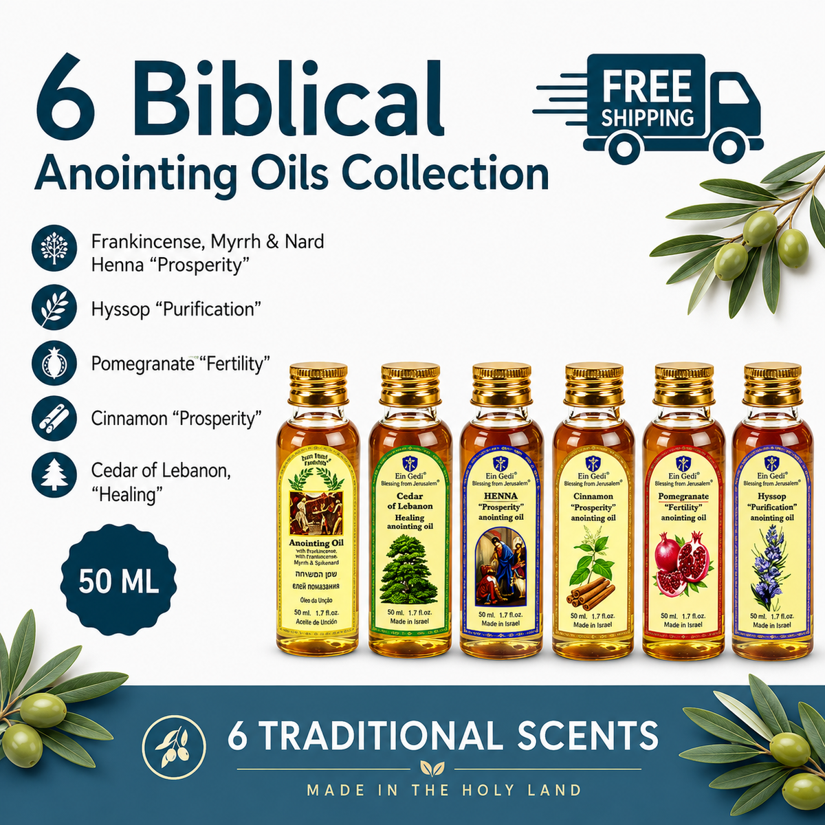 Kit on sale 6 Anointing Oils 50 ml at 67.50$, 1.7 fl oz Free shipping