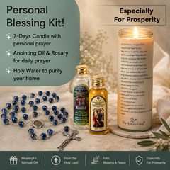 Personal Blessing Kit - Especially For Prosperity: Personalized Candle, Henna Prosperity Anointing Oil, Holy Water and Rosary Beads, FREE SHIPPING