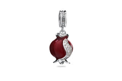 Silver and Red Enamel Pomegranate Bead Embedded with Zircons - The Peace Of God®