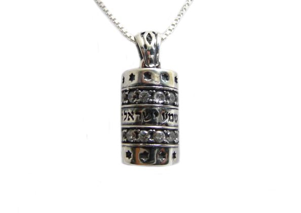Pendant Mezuzah and Prayer Shema Israel Amulet Sterling Silver