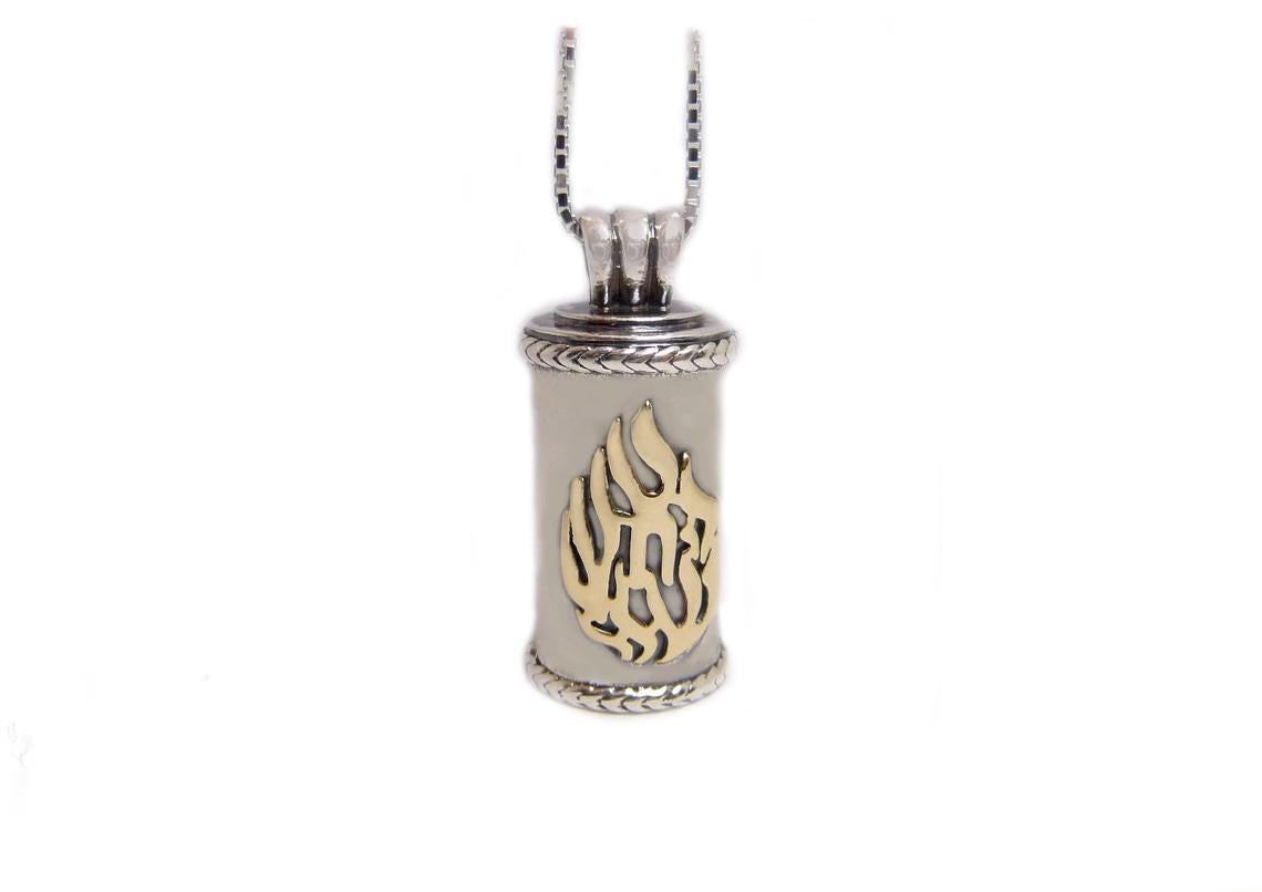 Kabbalah Pendant Mezuzah" My Fire" 9k gold & Silver - The Peace Of God®