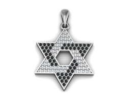 925 Sterling Silver Star of David Pendant with Black & White Zircon Stones - The Peace Of God®