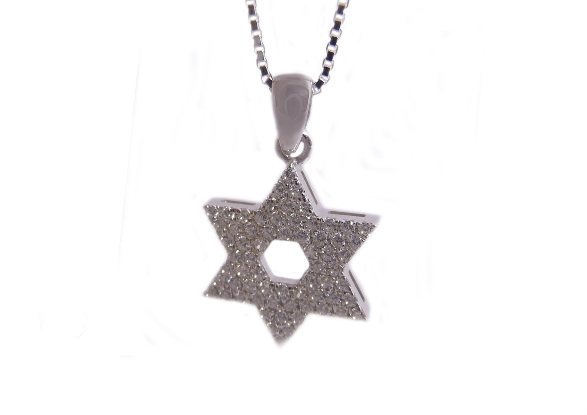 Silver Star of David Pendant with White Zircon Stones - The Peace Of God®