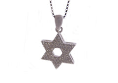 Silver Star of David Pendant with White Zircon Stones - The Peace Of God®