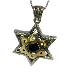 Star of David with Garnet stone Silver 925 Gold 9K - The Peace Of God®