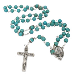 Classic catholic rosary with a crucifixion I.N.R.I. Turquoise rosary - The Peace Of God®