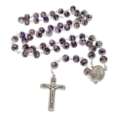 Rosary Prayer Beads INRI Rose Blue Crystal