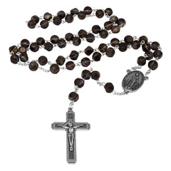 Rosary Prayer Beads INRI Black Crystal Beaded Crucifix Necklace Jerusalem - The Peace Of God®
