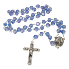 Rosary Prayer Beads INRI Blue Crystal Beaded Crucifix Necklace Jerusalem - The Peace Of God®