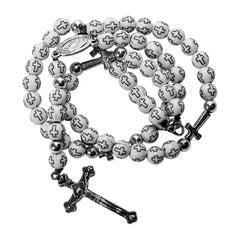 Catholic White Rosary Pendant Beads with Cross Decor and Holy Soil Jerusalem - The Peace Of God®