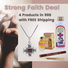 Strong Faith Deal -Nano Sim Jerusalem Cross New Testement Necklace, Queen Ester Anointing Oil, Holy Water and Amber Incense FREE SHIPPING - The Peace Of God®