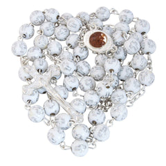 White Rosary Beads with Cross Decor and Holy Soil from Jerusalem - The Peace Of God®