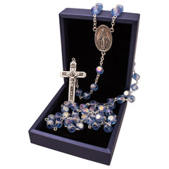 Rosary Prayer Beads INRI Blue Crystal Beaded Crucifix Necklace Jerusalem - The Peace Of God®