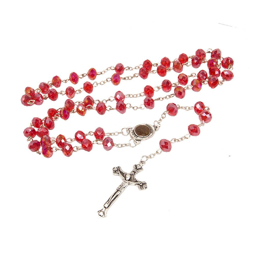 Rosary Beads with INRI Red Crystal Beaded from Jerusalem the Holy Land - The Peace Of God®