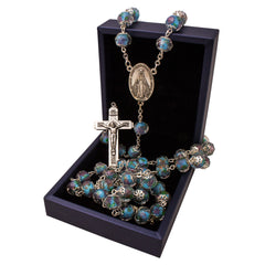 Rosary Prayer Beads INRI Rose Blue Crystal - The Peace Of God®
