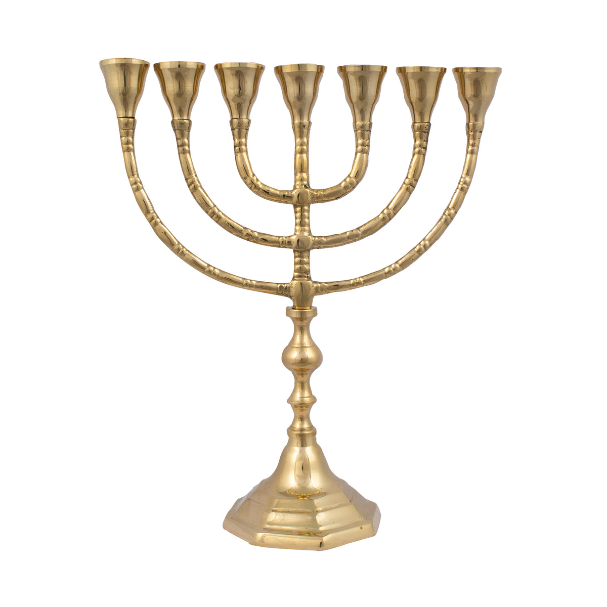 Menorah shiny brass finish /10 inches - 25cm - The Peace Of God®