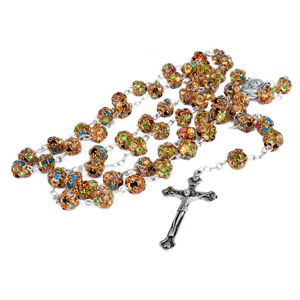 Rosary Beads Light Multicolored Crystals w/Сrucifix & Holy Soil Jerusalem - The Peace Of God®