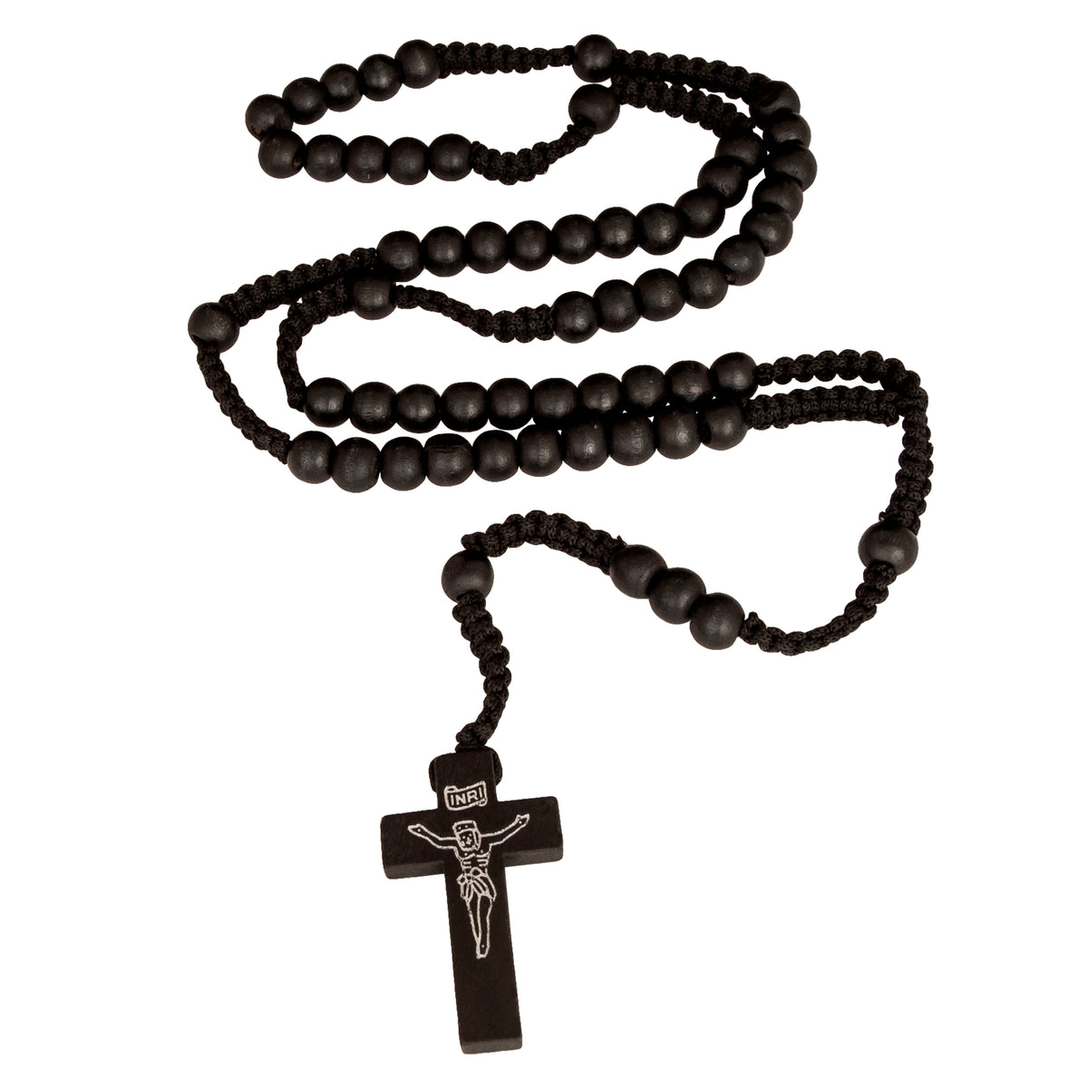 Catholic natural Wooden Prayer Beads Black Rosary with Crucifix from Jerusalem - The Peace Of God®