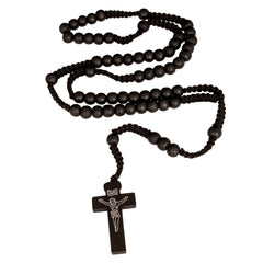 Catholic natural Wooden Prayer Beads Black Rosary with Crucifix from Jerusalem - The Peace Of God®