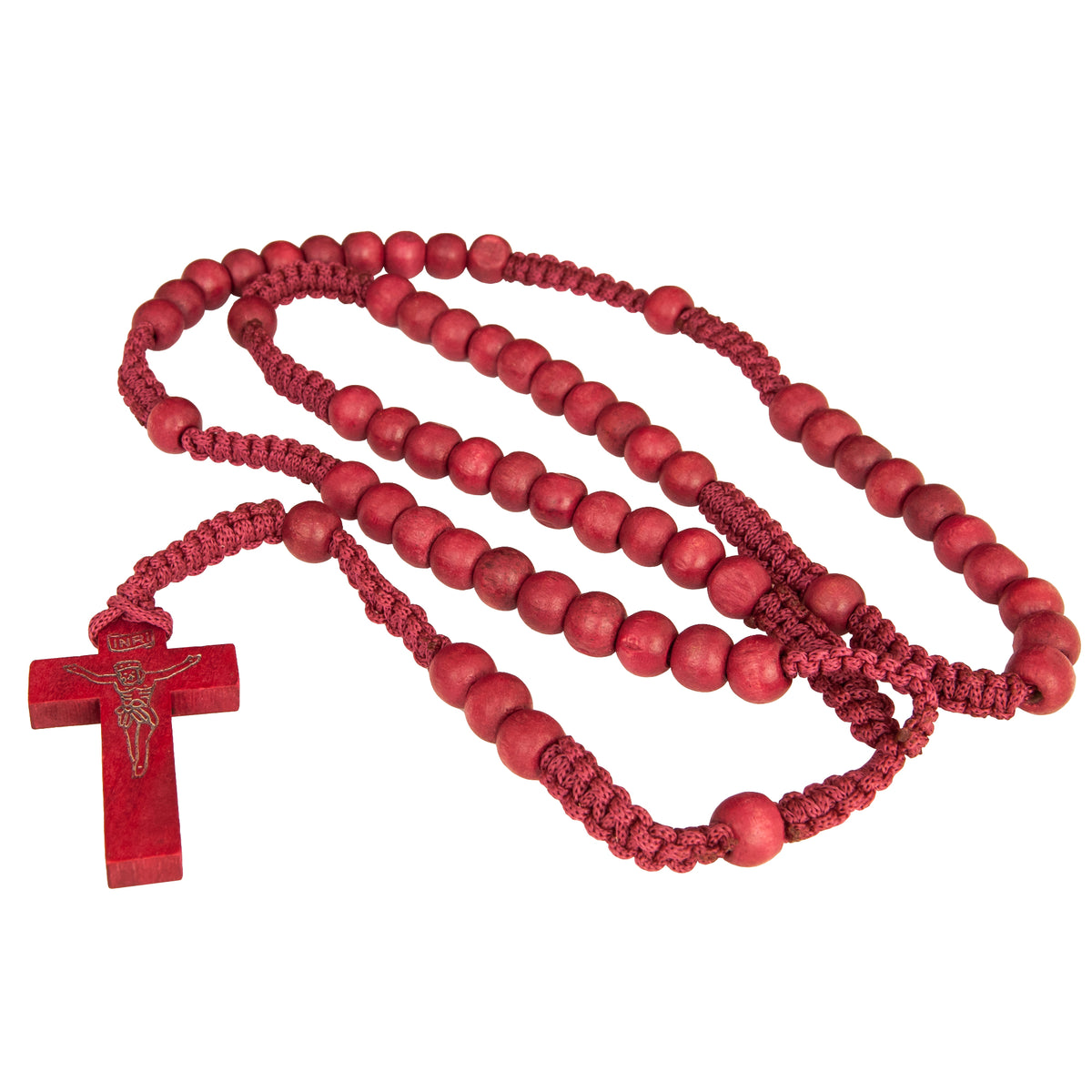 Catholic natural Wooden Prayer Beads Red Rosary with Crucifix from Jerusalem - The Peace Of God®