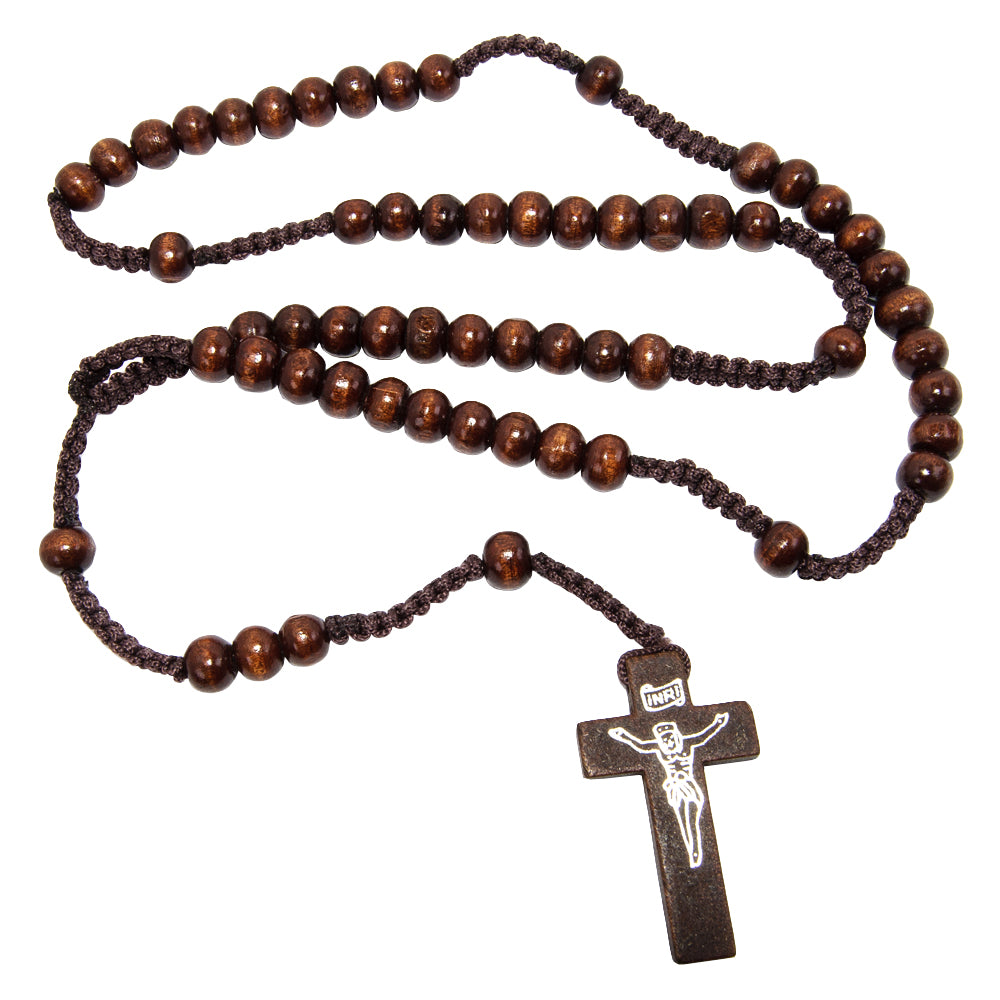 Catholic natural Wooden Prayer Beads brown Rosary with Crucifix from Jerusalem - The Peace Of God®