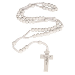 Catholic natural Wooden Prayer Beads White Rosary with Crucifix from Jerusalem - The Peace Of God®