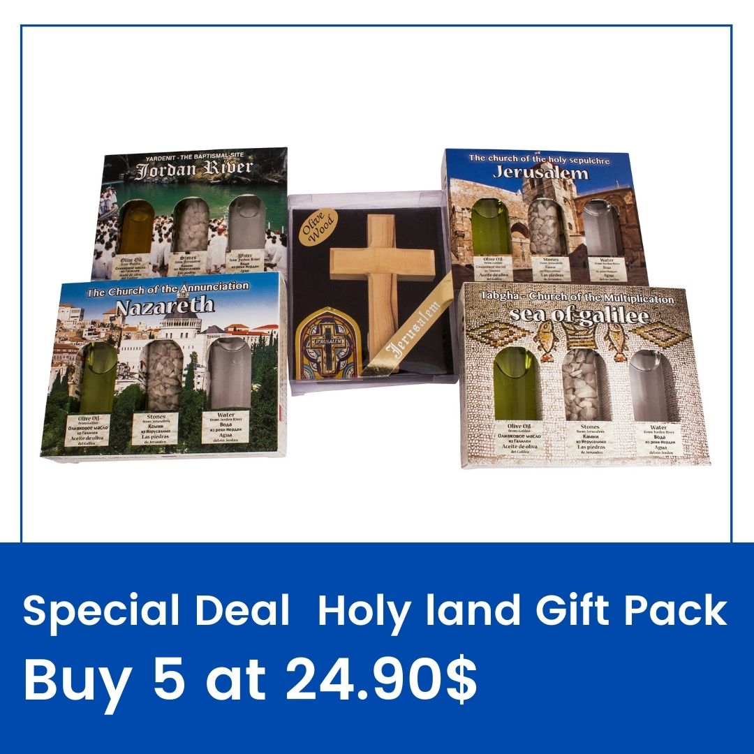 The Peace of God Set -  Special Deal Buy 5 at $24.9 - 4 Holy land Gift Pack +1 Olive Wood Cross - The Peace Of God®