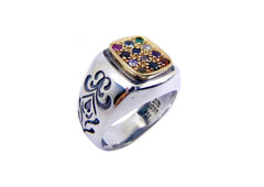 Twelve Tribes of Israel Hoshen Ring Silver and Gold 9k