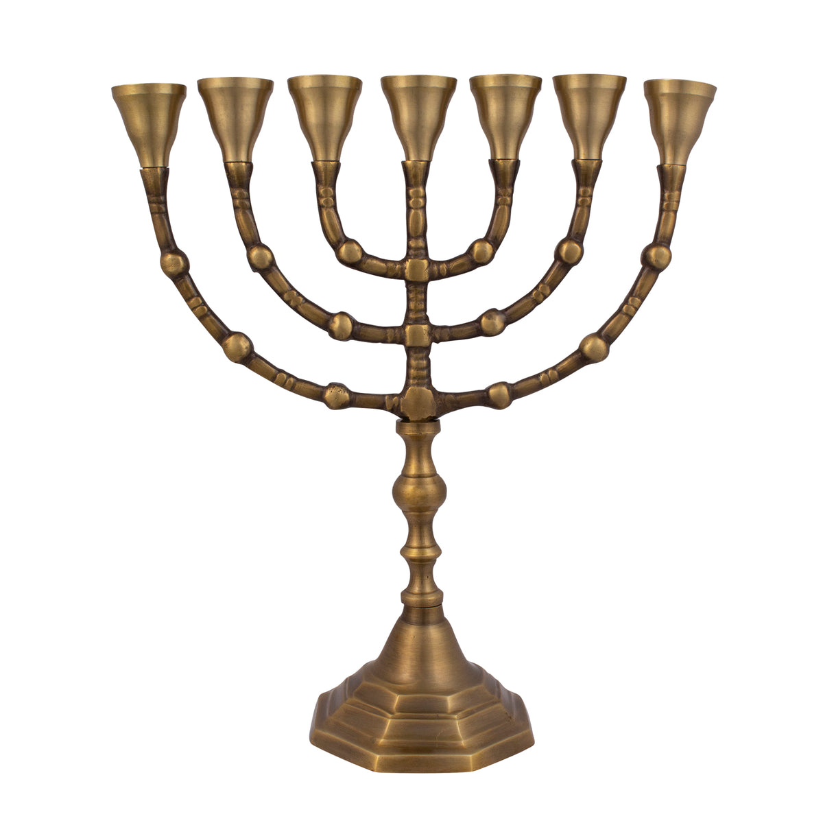 Menorah decorated with balls antique bronze finish /10inches - 25cm - The Peace Of God®