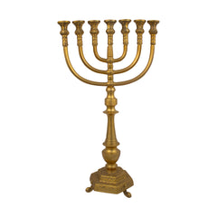 Temple Menorah in shiny gold brass /17 inches - 42cm - The Peace Of God®