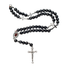 Catholic black Rosary Pendant Beads with Cross Decor and Holy Soil Jerusalem - The Peace Of God®