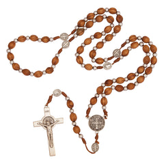 Oval Rosary Prayer Beads Christian Order of St. Benedict Crucifix Necklace - The Peace Of God®