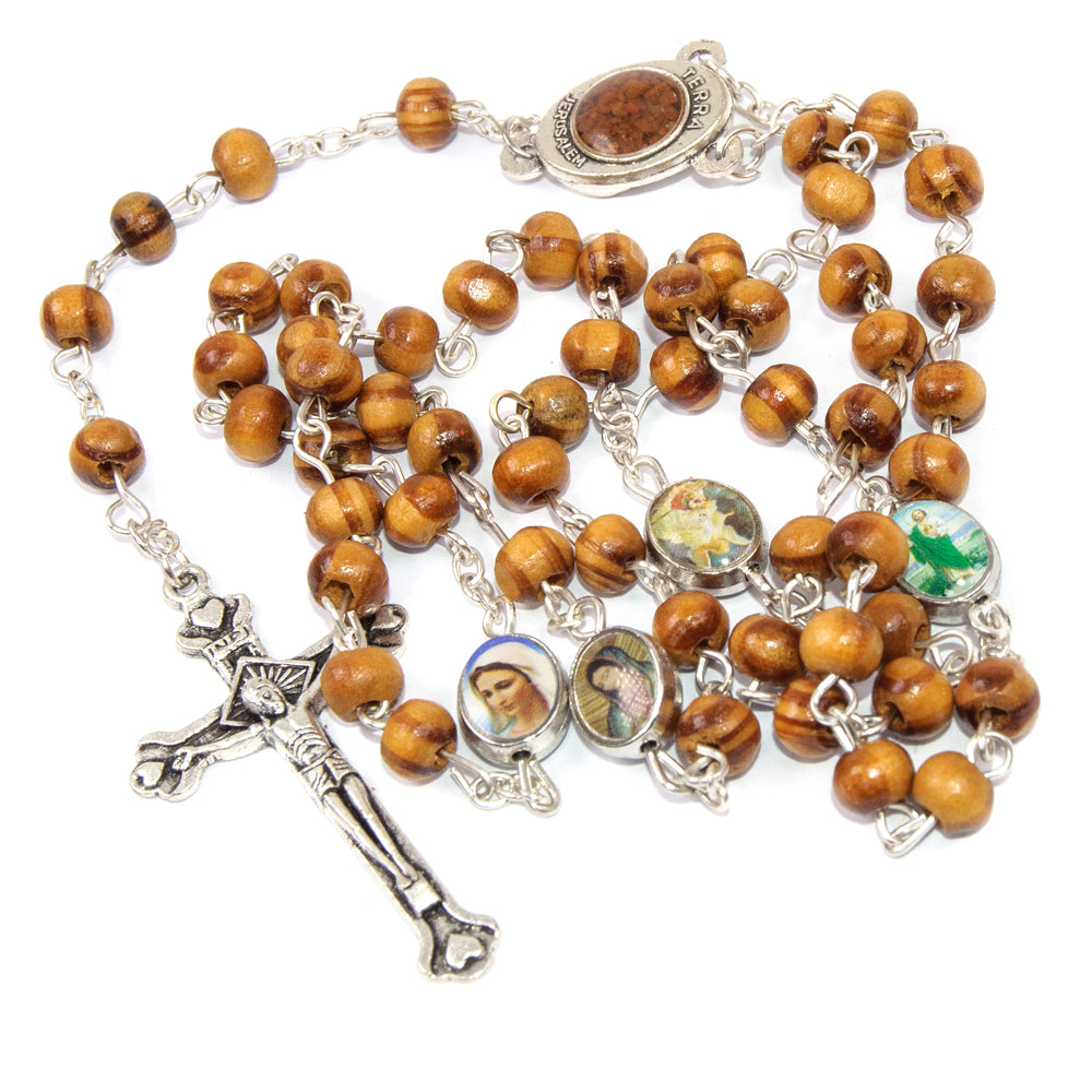 Olive wood Handmade Rosary beads Prayer Knot with Holy Soil from Jerusalem 17" - The Peace Of God®