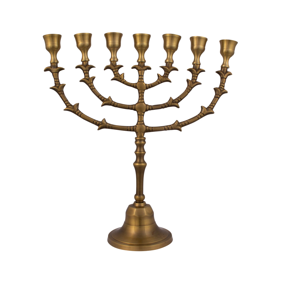 Menorah decorated with leaves - antique bronze finish /12 inches - 30cm - The Peace Of God®