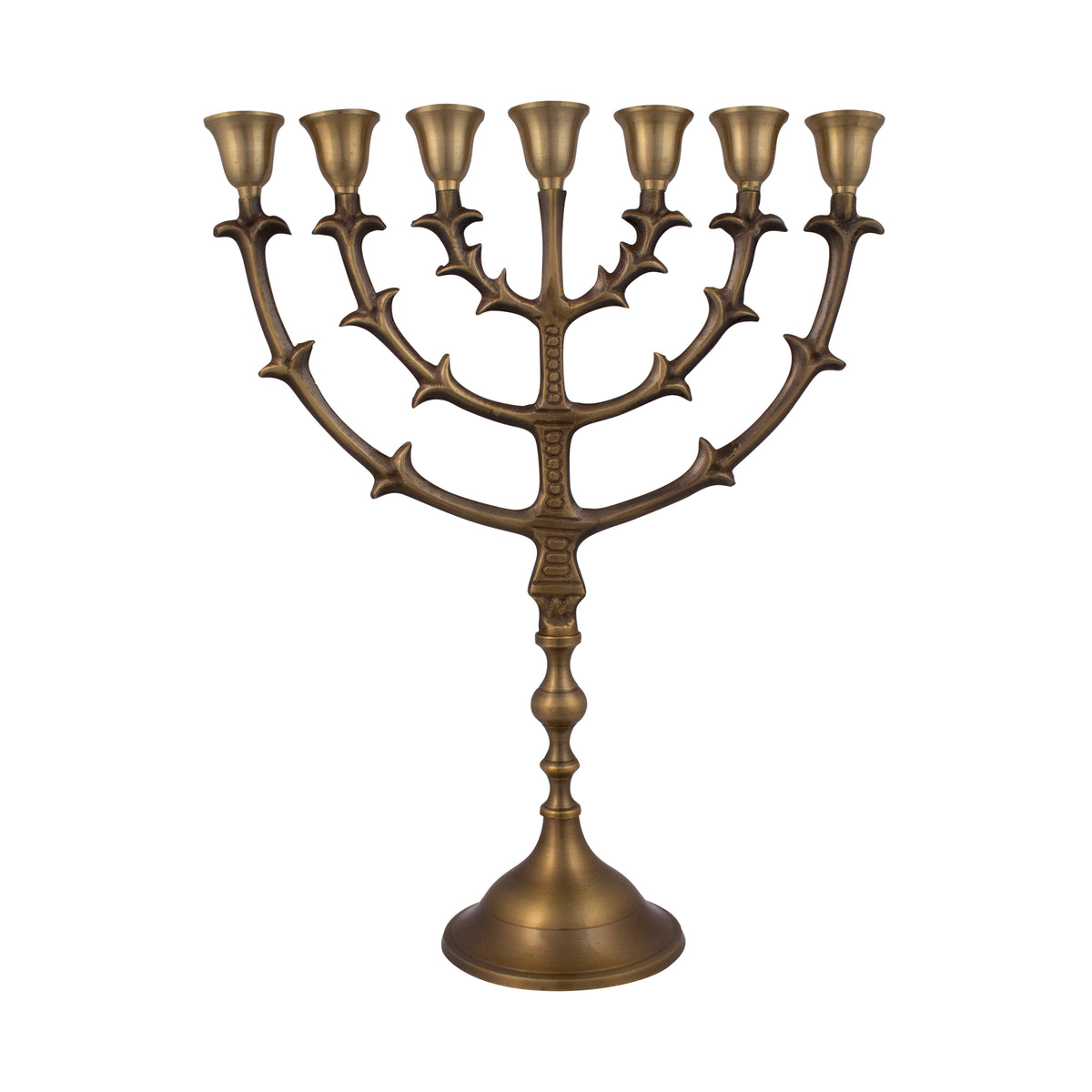 Menorah decorated with leaves - antique bronze finish /12 inches - 30cm - The Peace Of God®