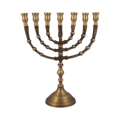 Menorah decorated with balls antique bronze finish /9 inches - 23cm - The Peace Of God®